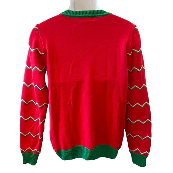 To Be Jolly NAUGHTY OR NICE Changeable Sequin Ugly Christmas Sweater Size Med - Picture 3 of 5